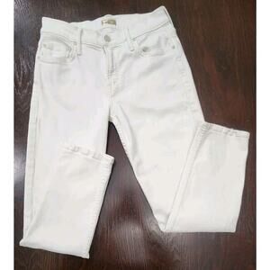 Mother The Dropout Cropped Jeans Size 25 White Whipping The Cream Straight Ankle